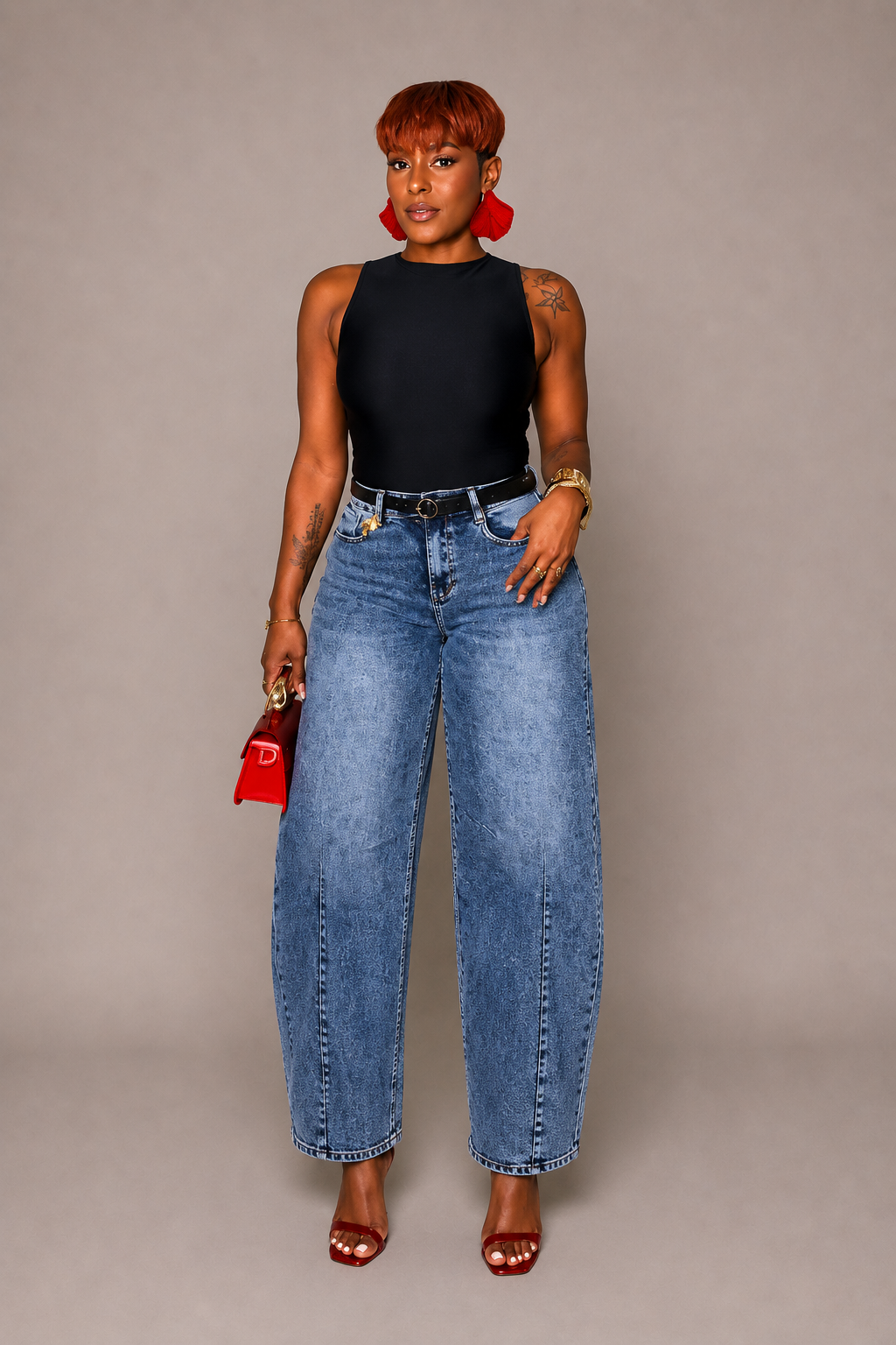 Denim Barrel Pants